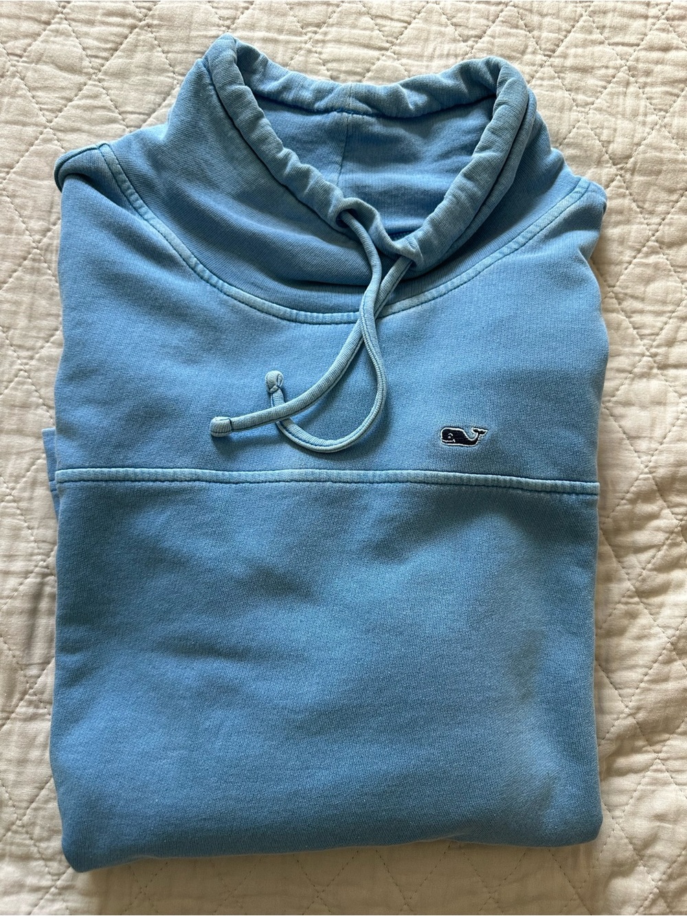 Vineyard Vines Sky Blue Cowlneck Pullover with Whale Logo